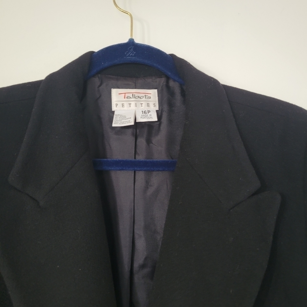 Talbots Petites Black Wool Cashmere Blend Coat Size 16P - Picture 7 of 10